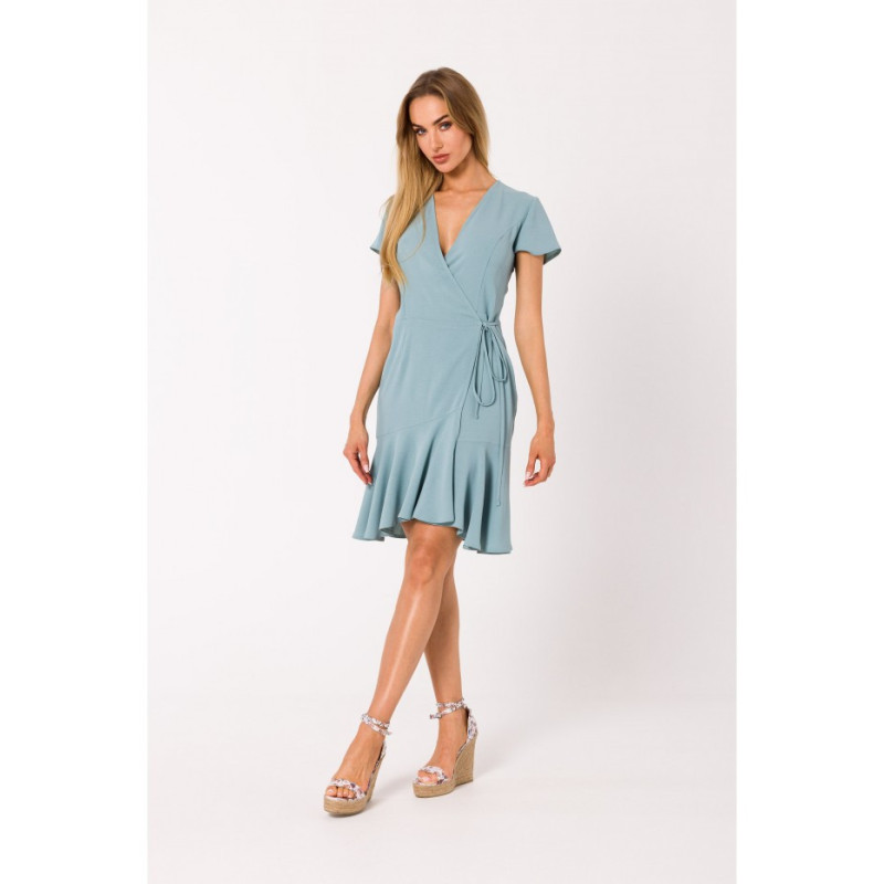 M741 Envelope dress with ruffle - agave