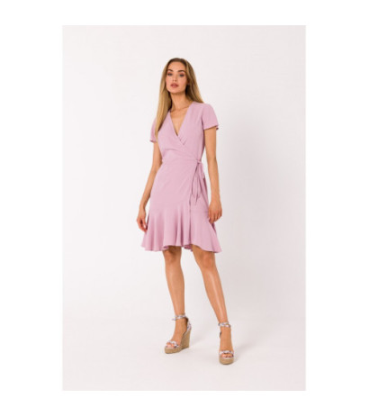 M741 Envelope dress with ruffle - dirty pink