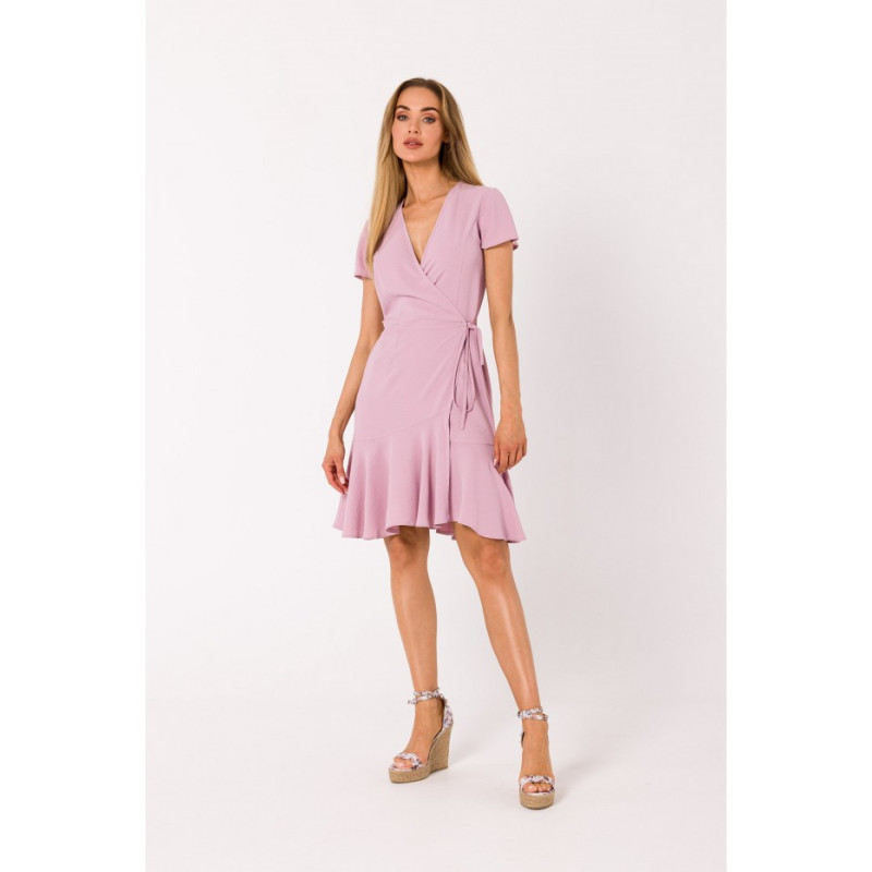 M741 Envelope dress with ruffle - dirty pink