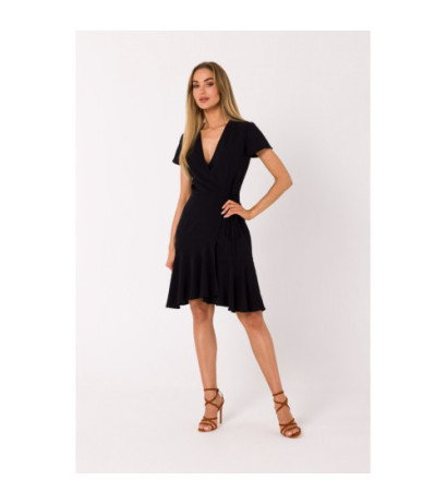 M741 Envelope dress with ruffle - black