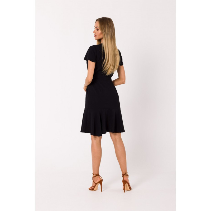 M741 Envelope dress with ruffle - black