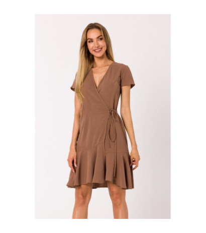 M741 Envelope dress with ruffle - chocolate