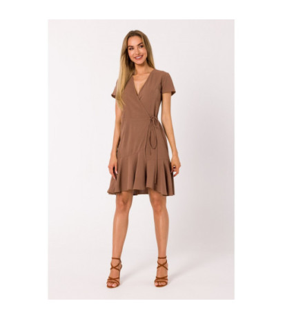 M741 Envelope dress with ruffle - chocolate