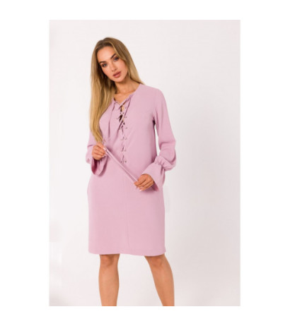 M742 Dress with lacing on the front - dirty pink