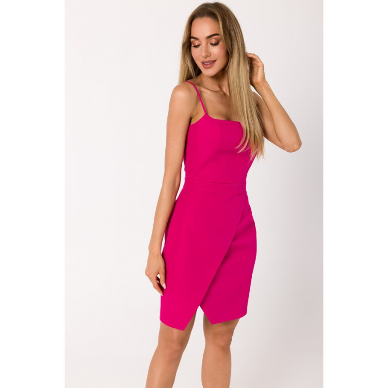 M744 Cocktail mini dress with thin straps - fuchsia