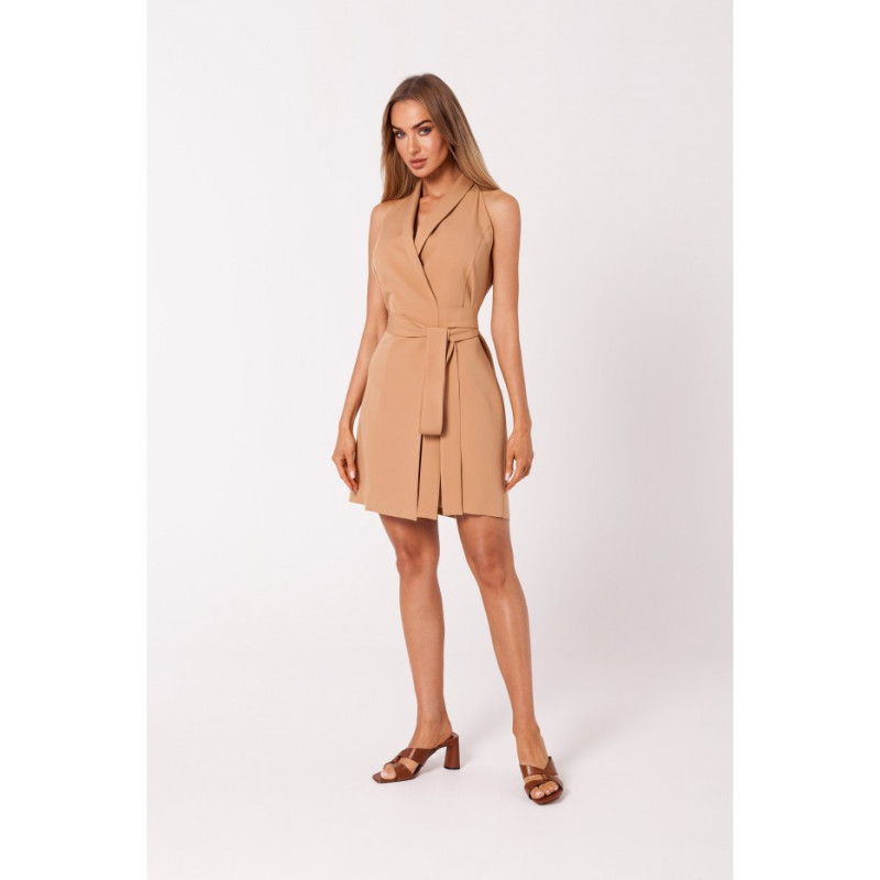 M747 Sleeveless jacket dress - caramel