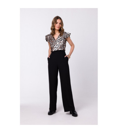 S331 Pants with wide legs - black