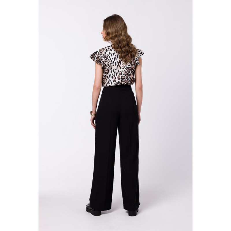 S331 Pants with wide legs - black