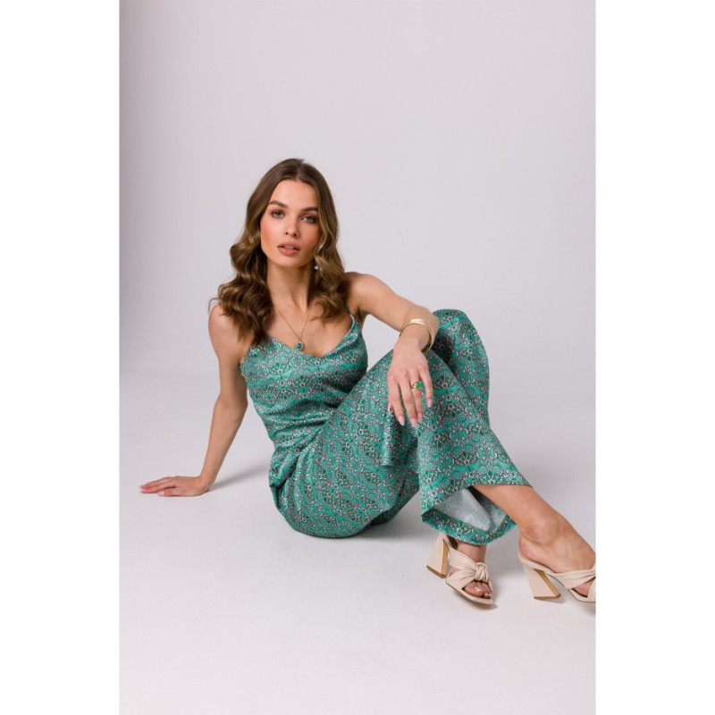 S334 Printed thin-strapped jumpsuit - model 1