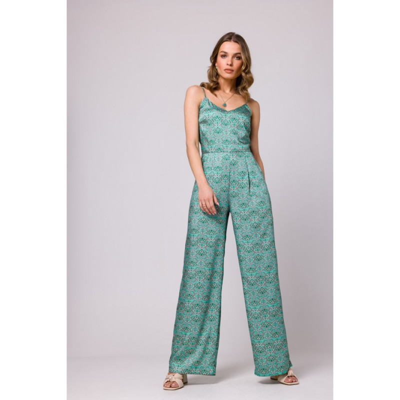 S334 Printed thin-strapped jumpsuit - model 1