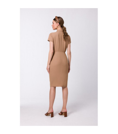 S335 Shirt dress with pleats - beige