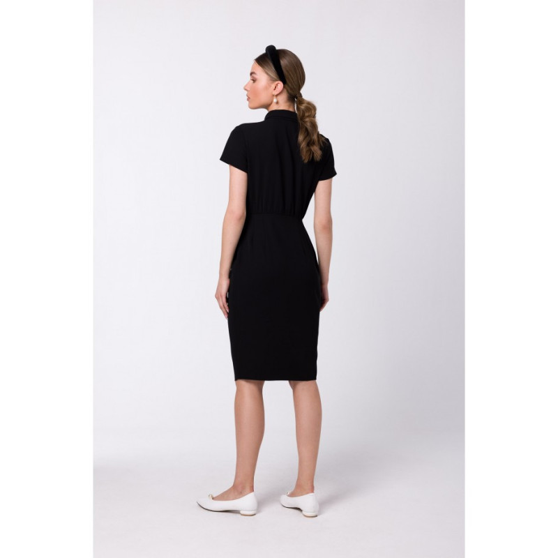 S335 Shirt dress with pleats - black