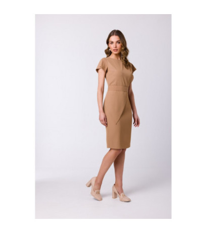 S336 Pencil dress with belt - beige