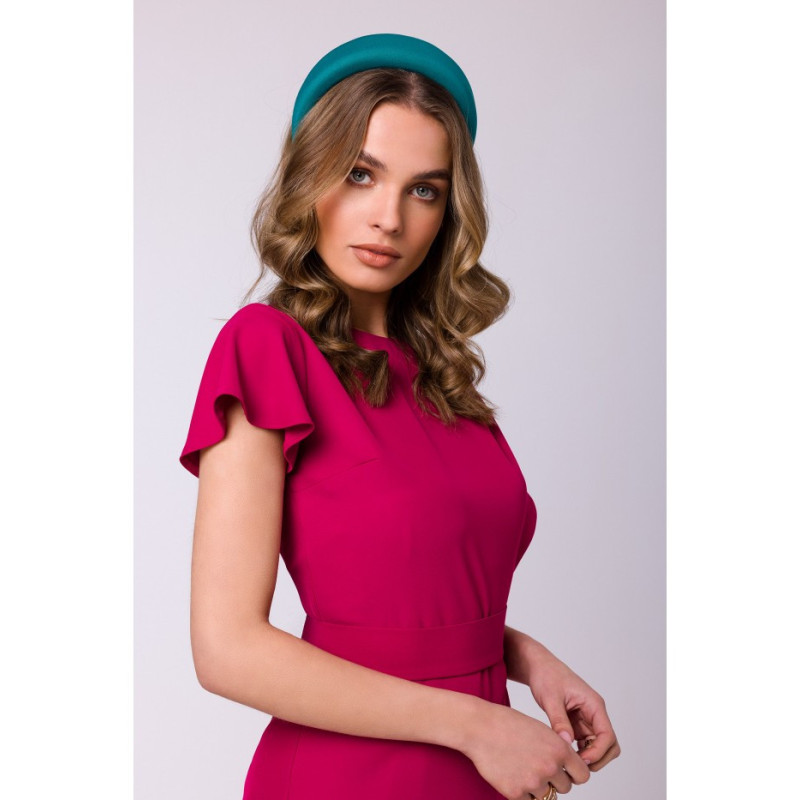 S336 Pencil dress with belt - plum