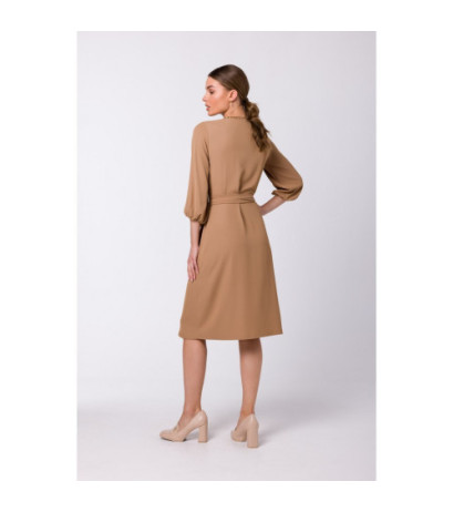 S340 Envelope dress with binding - beige