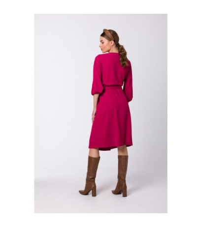 S340 Envelope dress with binding - plum