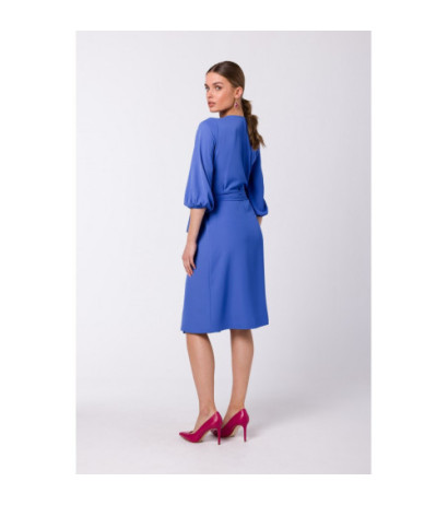 S340 Envelope dress with binding - blue