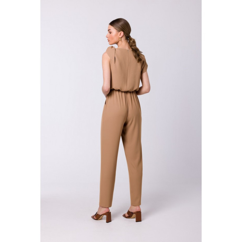 S345 Jumpsuit ar plecu aizdari - bēšs