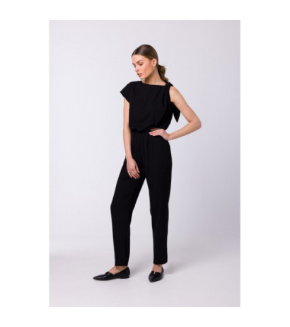 S345 Jumpsuit with shoulder tie - black