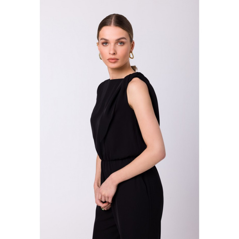 S345 Jumpsuit with shoulder tie - black