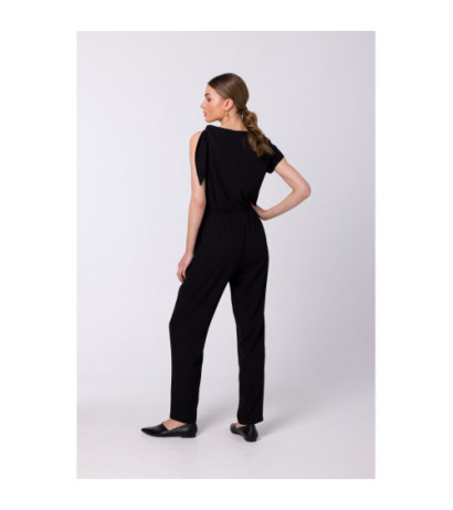 S345 Jumpsuit with shoulder tie - black