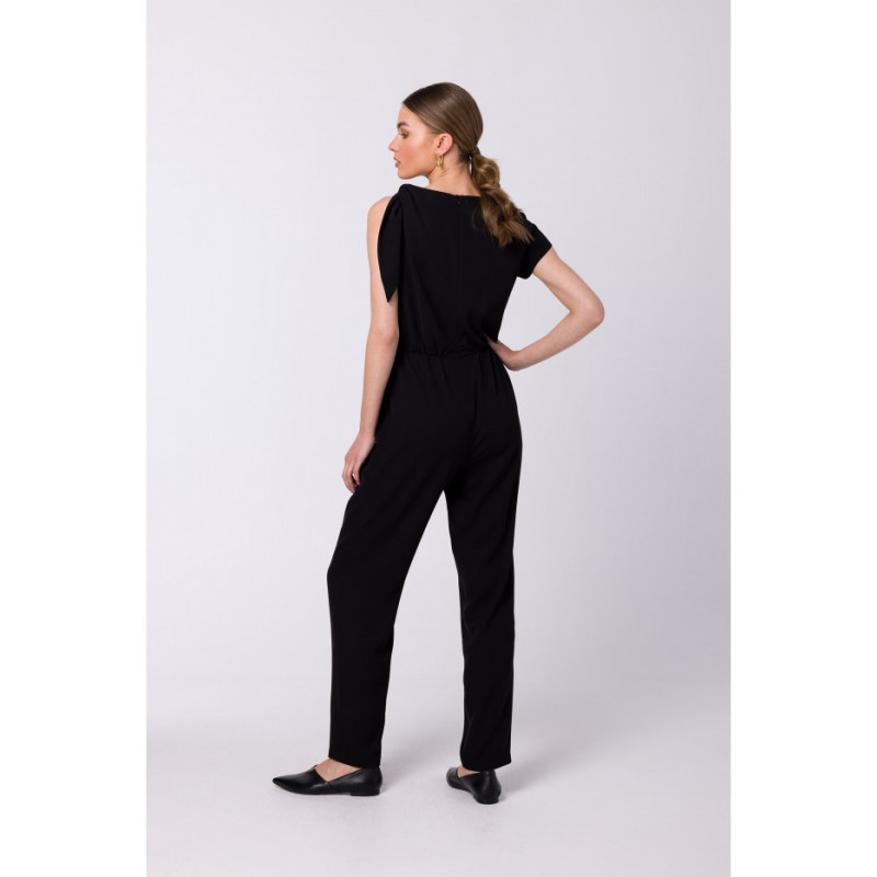 S345 Jumpsuit with shoulder tie - black