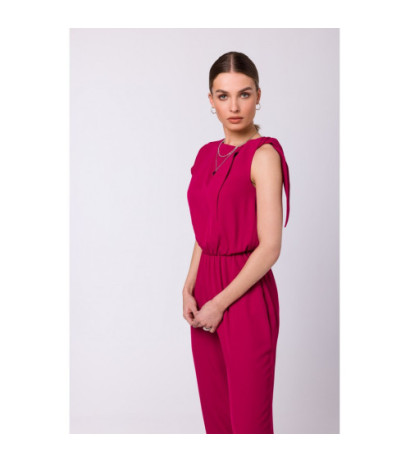 S345 Jumpsuit with shoulder tie - plum