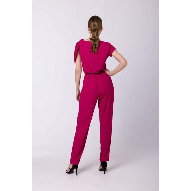 S345 Jumpsuit with shoulder tie - plum