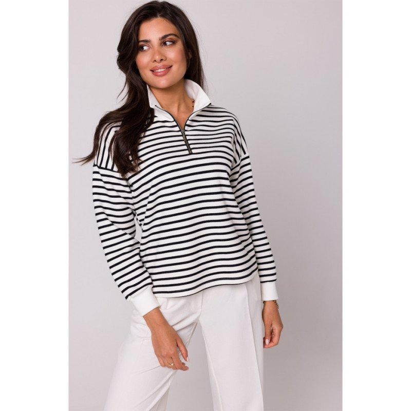 B250 Striped sweatshirt with high collar - model 1