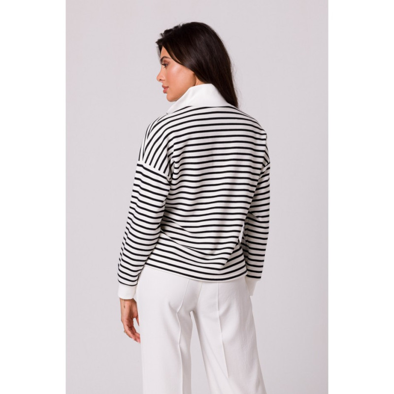 B250 Striped sweatshirt with high collar - model 1