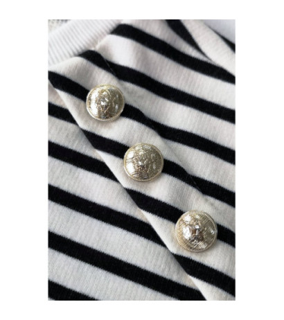 B251 Striped blouse with decorative buttons - model 1