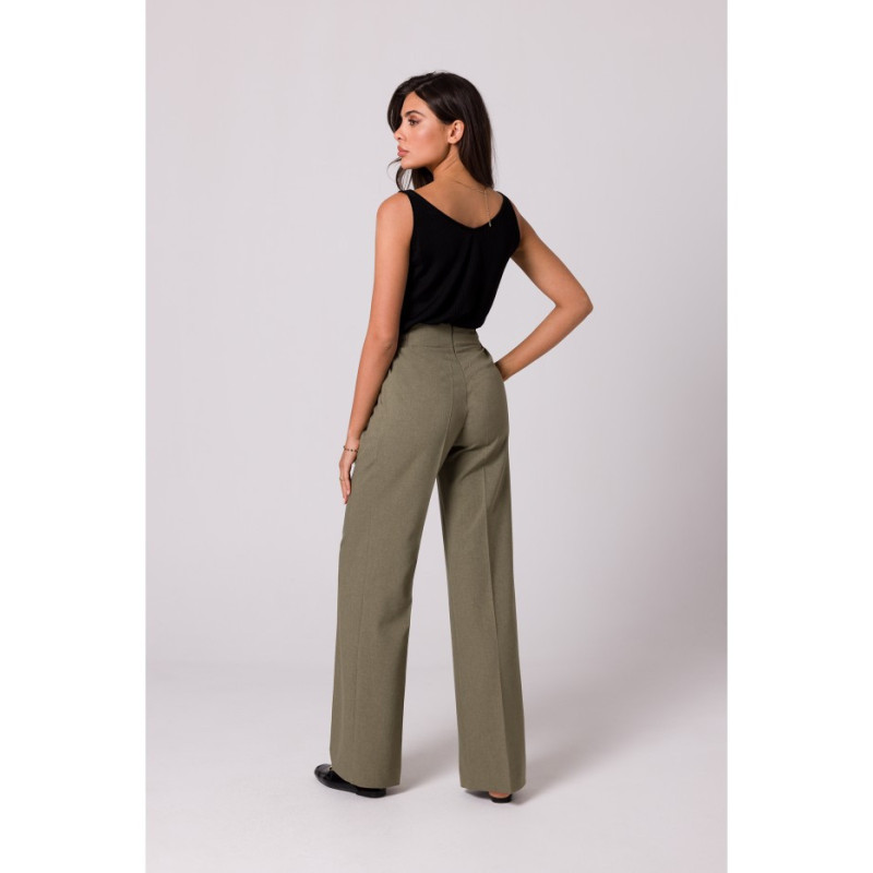 B252 Trousers with decorative buttons - olive green