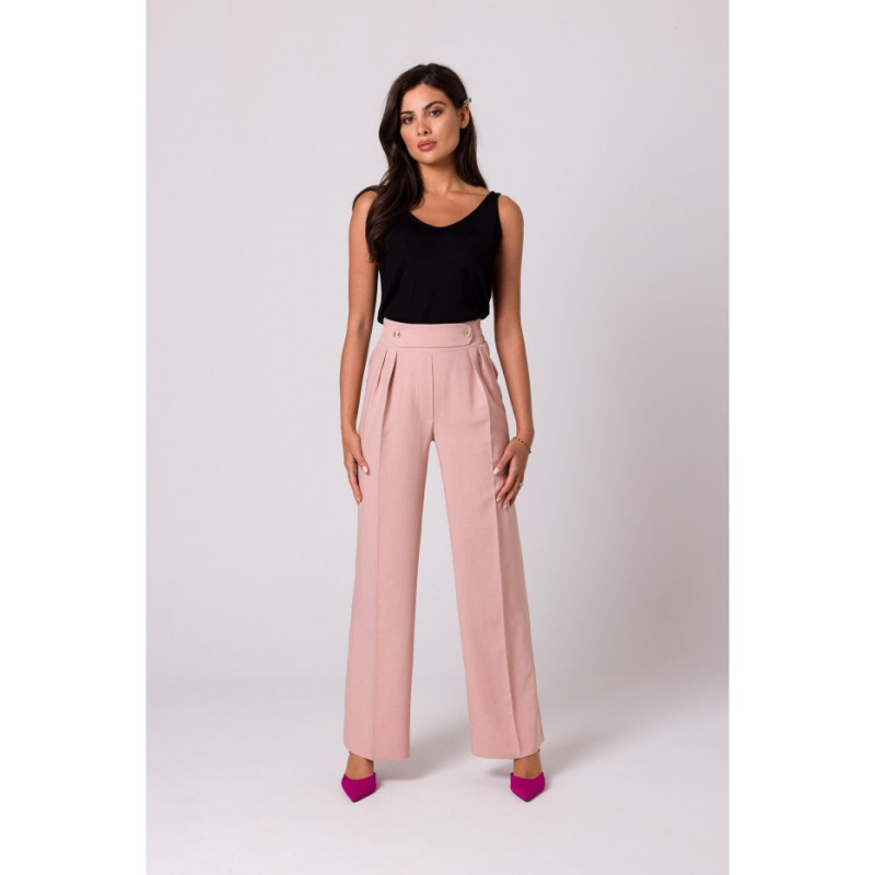 B252 Trousers with decorative buttons - pink