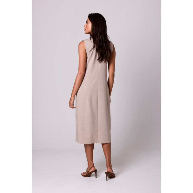 B254 Straight sleeveless midi dress - beige