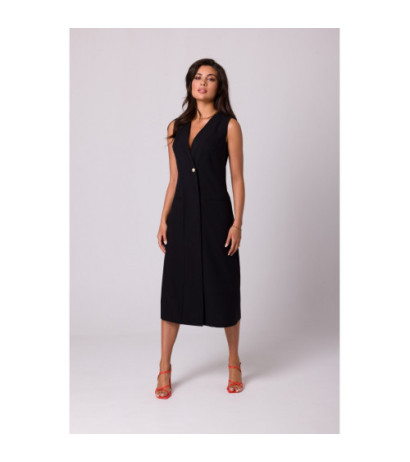 B254 Straight sleeveless midi dress - black