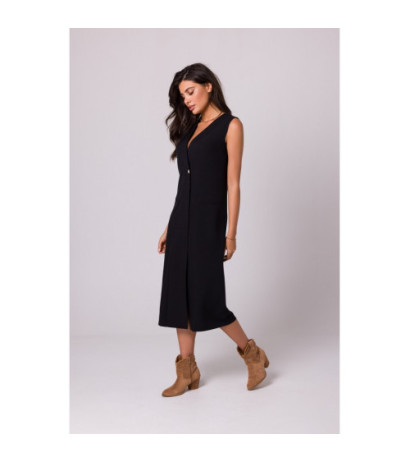 B254 Straight sleeveless midi dress - black