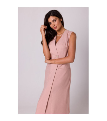 B254 Straight sleeveless midi dress - pink