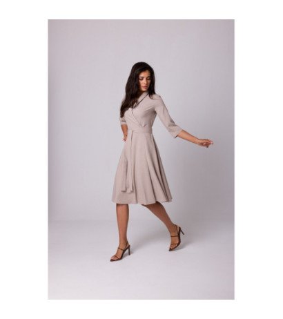 B255 Envelope dress with shawl collar - beige