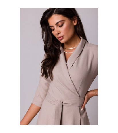 B255 Envelope dress with shawl collar - beige