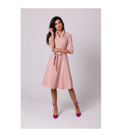 B255 Envelope dress with shawl collar - pink