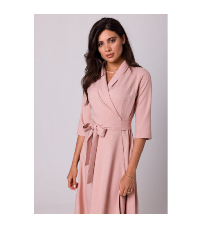 B255 Envelope dress with shawl collar - pink