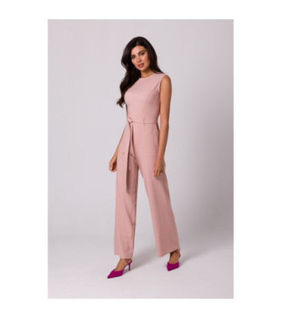 B256 Jumpsuit with patch pockets and belt - pink