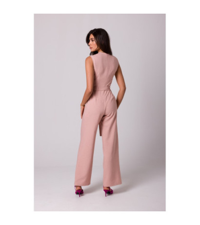 B256 Jumpsuit with patch pockets and belt - pink