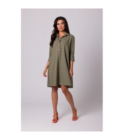 B257 Shirt dress with widened bottom - olive green