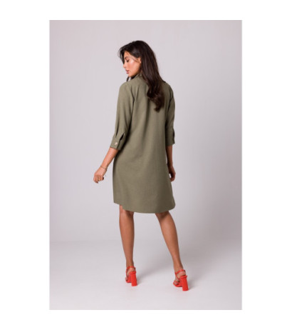 B257 Shirt dress with widened bottom - olive green