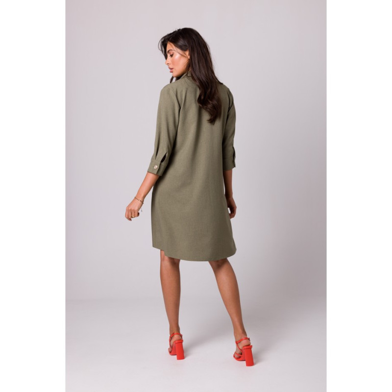 B257 Shirt dress with widened bottom - olive green