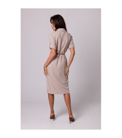 B258 Emery dress with pockets and belt - beige