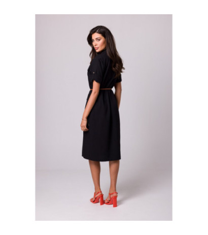 B258 Emery dress with pockets and belt - black