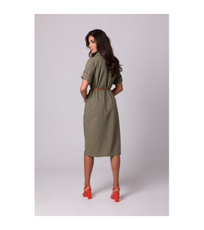 B258 Emery dress with pockets and belt - olive green