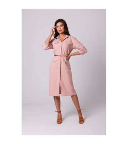 B258 Emery dress with pockets and belt - pink